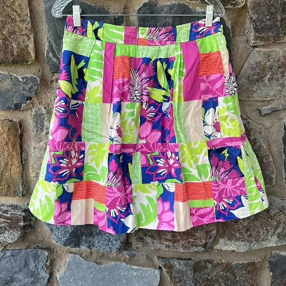 Lilly Pulitzer Tiki Floral Pleated Skirt in 'Thatch Patch' Pattern Size 4